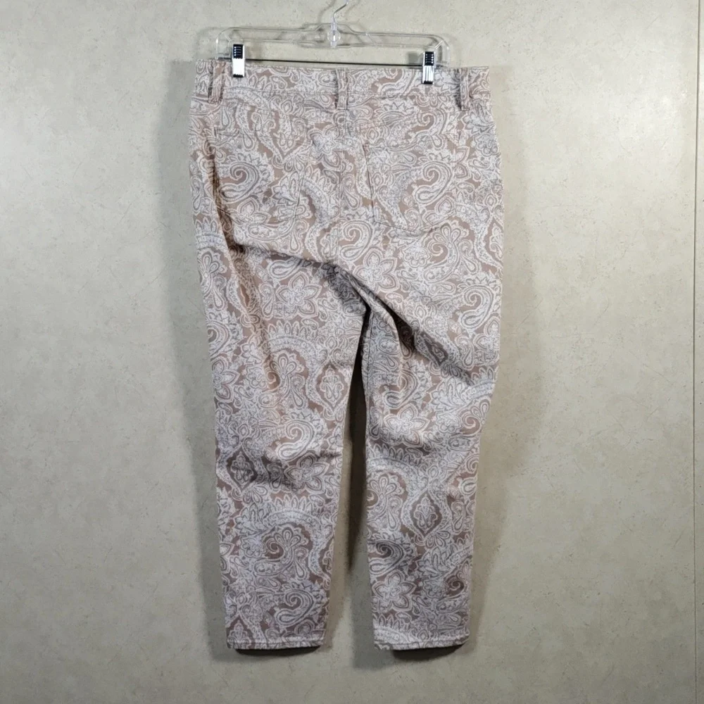 *164 Talbots tan & cream paisley Slim Ankle jeans 14P CLEARANCE